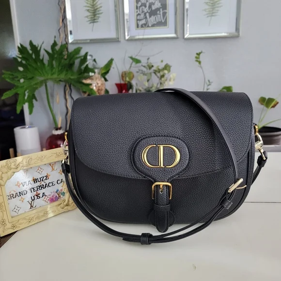 Authentic Dior Bobby Flap Bag Natural Black Grained Calfskin FREE AUTHENTICATION - Picture 3 of 16